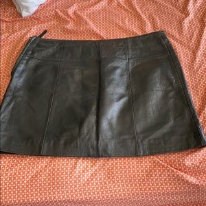 Black leather mini skirt